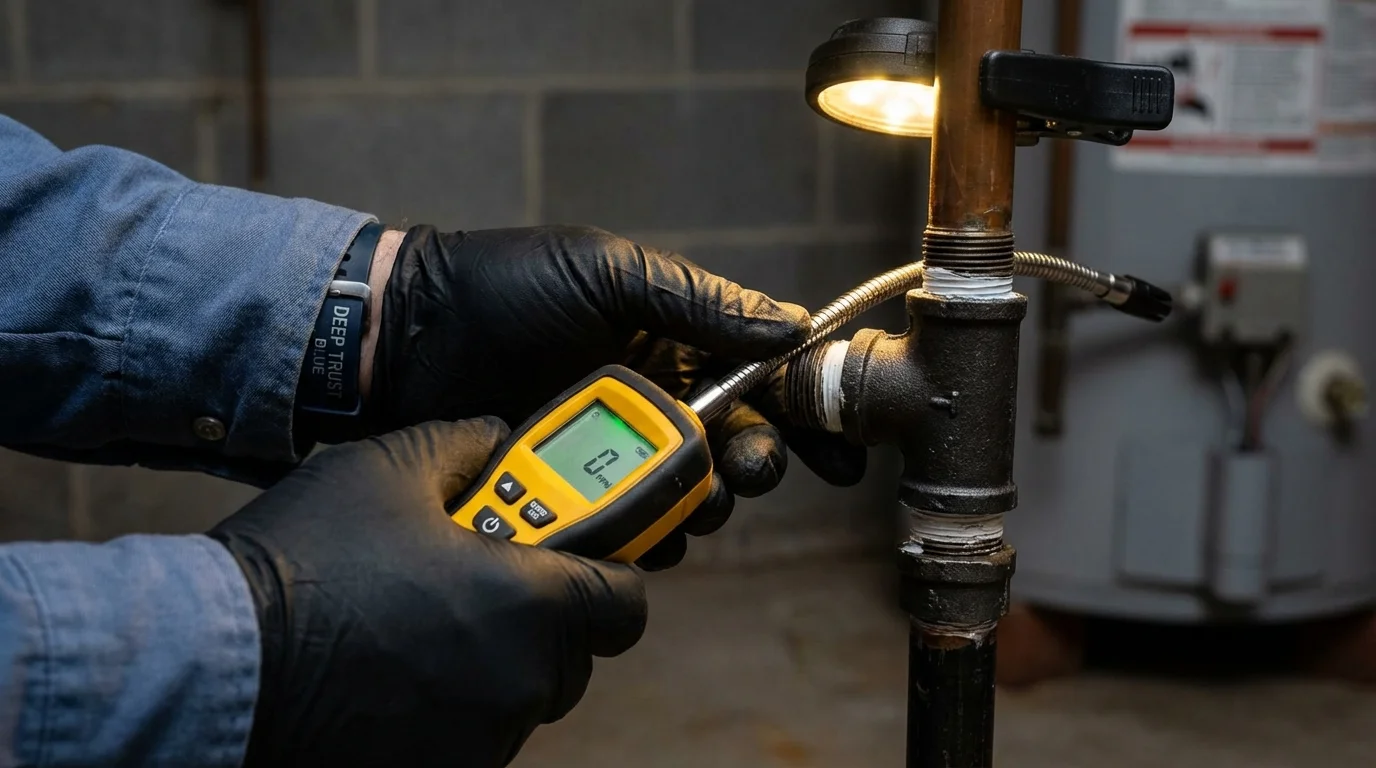 Gas leak detection with electronic sniffer by Johns Plumbing LLC in Sunnyvale